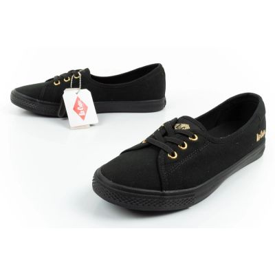 8. Lee Cooper Damenschuhe, sportliche schwarze Slip-On-Ballerinas