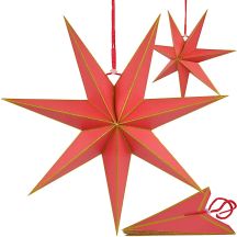 PAPIERSTERN-DEKORATION 45 CM, 7-ZACKIG, ROT, SASKA GIFT & DECOR