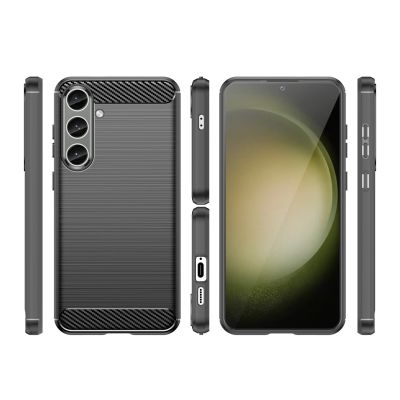 8. Hülle für Carbon Case Samsung Galaxy S24+ flexible Silikon-Carbon-Hülle - Schwarz