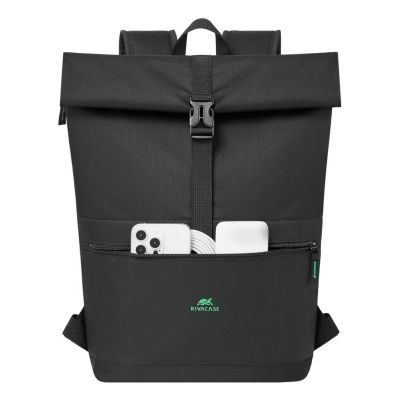 6. Rivacase Gremio City Rucksack, Schwarz, Polyester, Recyceltes Polyethylenterephthalat (rPET)