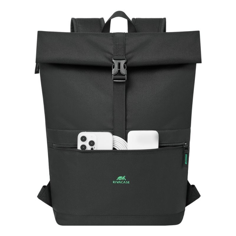 6. Rivacase Gremio City Rucksack, Schwarz, Polyester, Recyceltes Polyethylenterephthalat (rPET)