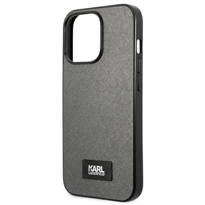 6. Karl Lagerfeld Saffiano Plaque Case für iPhone 13 Pro Max 6,7" - Silber