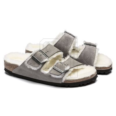 4. Birkenstock Arizona Shearling Stone Coin Wildleder mit Lammwolle Regular Wide Slides für Damen/Herren (1017402)