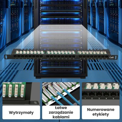 16. Patchpanel Extralink EX.9663 (0,5U; Kat. 6; 24xRJ-45)