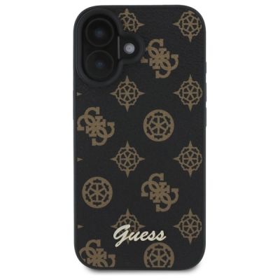 3. Guess Peony Script MagSafe-Hülle für iPhone 16 – Schwarz