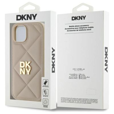 8. DKNY Quilted Stack Logo iPhone 15 Hülle – Beige