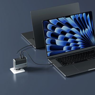 7. Cuktech AD1404UEU 140W GaN 3x USB-C + USB-A Wandladegerät mit USB-C-Kabel – Grau