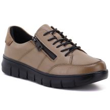 Damen-Plateauschuhe aus beigefarbenem Leder, Modell Vinceza 133130