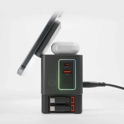8. SBS Power Dock 6-in-1 mit MagSafe, Ständer und USB-C-Kabeln 65 W – Schwarz