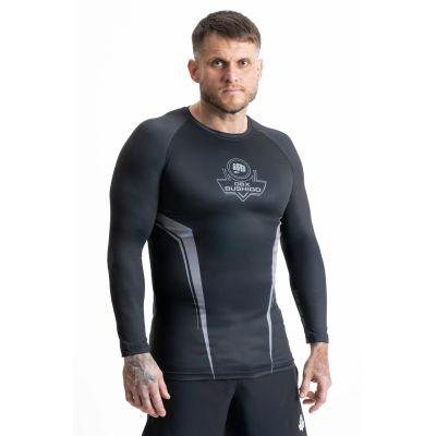 Grauer Langarm-Rashguard mit DBX Bushido-Logo
