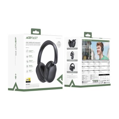 6. Acefast H12 Kabelloser On-Ear-Bluetooth-5.4-Kopfhörer mit ANC – Schwarz
