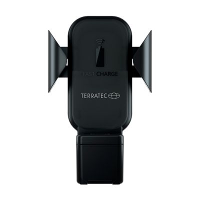 Terratec ChargeAir Aktive Autohalterung für Mobiltelefone/Smartphones und Smartwatches, Schwarz