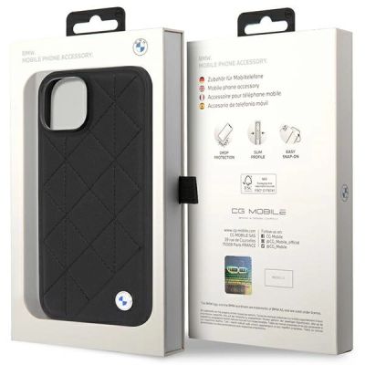 8. Hülle BMW BMHCP14S22RQDK iPhone 14 6,1" schwarz/schwarz Leder gesteppt