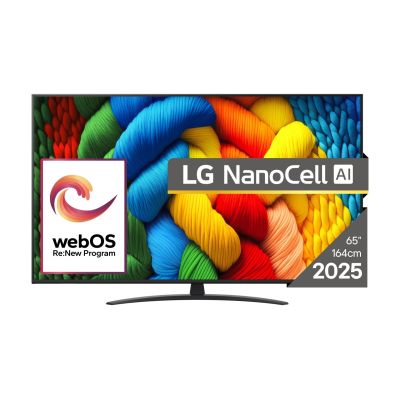 LG NanoCell 65NANO81A3A 65'' 4K Ultra HD WebOS Dolby Digital DVB-T2 Schwarzer Fernseher
