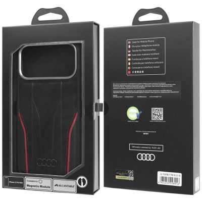 10. Audi R8 Echtleder MagSafe Hülle für iPhone 17 Pro Max - Schwarz und Rot