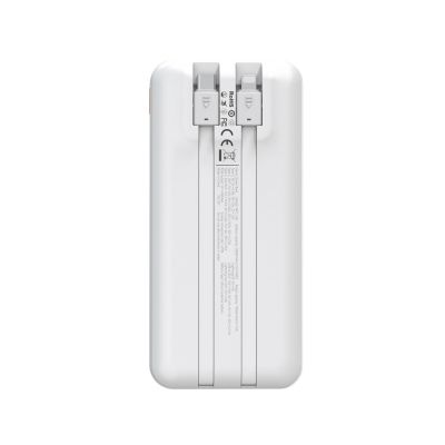 4. Wozinsky WFC-15W 20000mAh 22,5W PD20W Powerbank mit integrierten Lightning und USB-C-Kabeln – Weiß