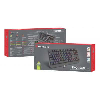 17. GENESIS Thor 230 TKL Gaming-Tastatur USB + RF Wireless + Bluetooth QWERTY US English Schwarz
