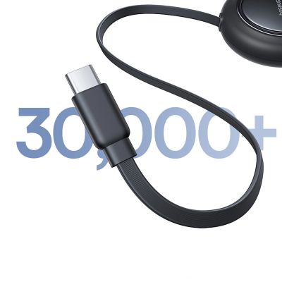 12. Baseus Free2Pull Mini 100W 3-in-1 USB-C Einzugskabel – 2x USB-C 1,2 m – Schwarz
