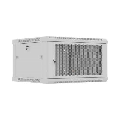 7. LANBERG Wandregalschrank 19" 6U 600x600 GRAU PERFORATIONSTÜR (BAUFLAUF)