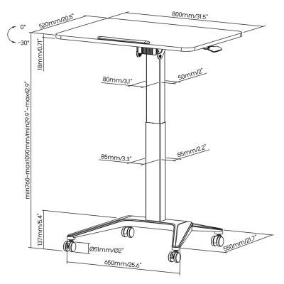 5. MACLEAN Mobiler Schreibtisch-Laptoptisch Schwarz MC-453B