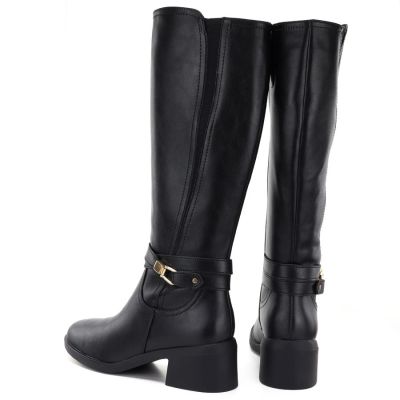 5. Damen-Lederstiefel mit Absatz, gefüttert, schwarz, Sergio Leone KZ-13-S