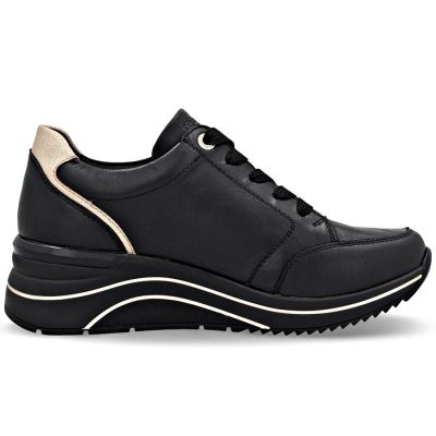 2. Schwarze Damen-Keilsneaker aus Leder von Remonte Rieker (Modell D0T03-03)
