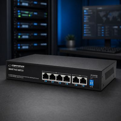 8. ESPERANZA 6-PORT-POE-SWITCH 10/100M 60W SPINNER ENS105