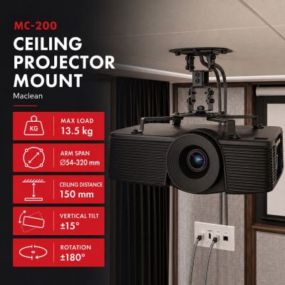 5. MACLEAN Projektor-Deckenhalterung, 54–320 mm, bis 13,5 kg, 360°-Drehung MC-200 B