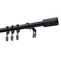 Ausziehbare Einzel-Gardinenstange Ø 19 mm GAMA Schwarz 140–220 cm mit Ringen – KOWALSKI