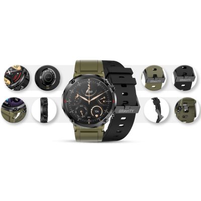 12. Gravity GT21-7 Smartwatch + Schwarzes Silikonarmband