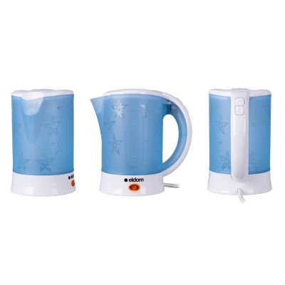 3. ELDOM C190 LINO 0,6 L 550W BLAUER WASSERKOCHER FÜR TOURISTEN + ZWEI TASSEN, ZWEI LÖFFEL