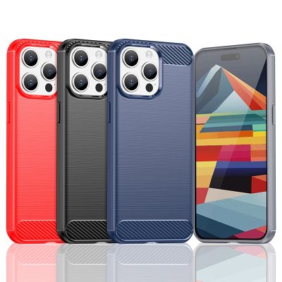 6. Flexible Carbon-Musterhülle für iPhone 15 Pro Carbon Case – Blau