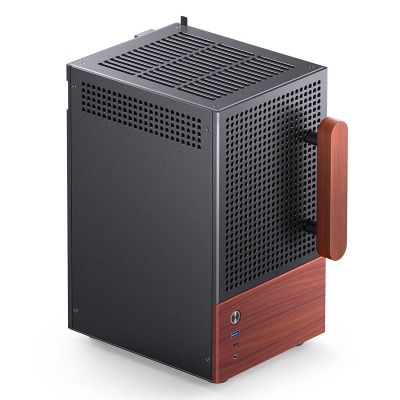 9. Jonsbo T6 Gehäuse, Mini-Tower, Mini-ITX, gehärtetes Glas, Holz – Schwarz