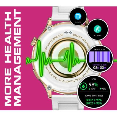 12. Rubicon RNCF02-2 Damen-Smartwatch Gold + Rosa Armband