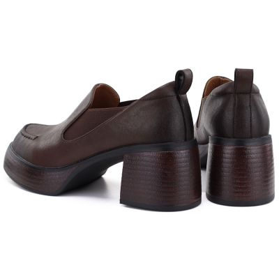 5. Braune Damen-Lederschuhe mit hohem Absatz D&A S.Barski CR62-3525