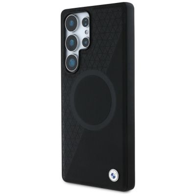 2. BMW Leder Halbstruktur MagSafe Hülle für Samsung Galaxy S25 Ultra - Schwarz