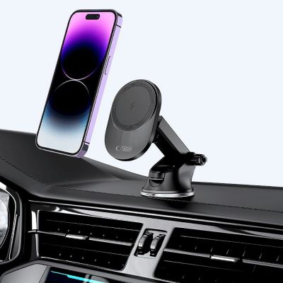 7. Tech-Protect MM15W-V1 Autotelefonhalter mit MagSafe 15W induktivem Ladegerät für Cockpit / Lüftungsschlitze – Schwarz