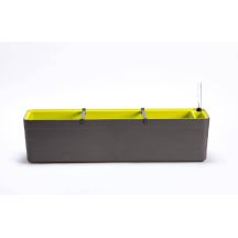 URBALIVE BERBERIS Rechteckiger Selbstbewässerungs-Pflanzkübel 80 x 20 cm, Graubraun