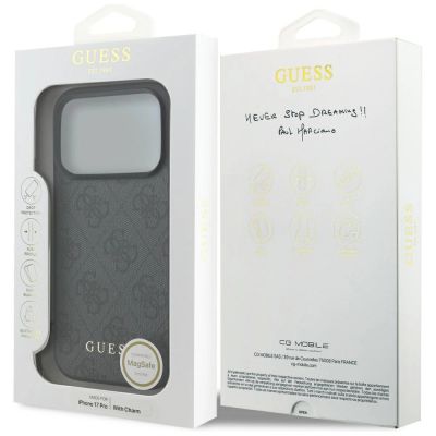 7. Guess 4G Charms Collection MagSafe Hülle für iPhone 17 Pro - Schwarz