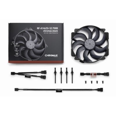 15. NOCTUA 140mm NF-A14x25r G2 PWM Lüfter Chromax Schwarz
