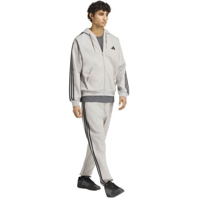 6. adidas Essentials 3-Streifen Fleecehose für Herren, schmal zulaufende Bündchen, grau, KY4127