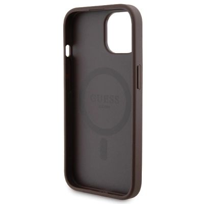 7. Guess 4G Metal Logo Hüllenset für iPhone 15 + 5000 mAh MagSafe Powerbank – Braun