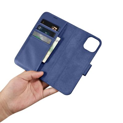 16. iCarer Wallet Case 2in1 Cover iPhone 14 Plus Anti-RFID Leder Flip Case Blau (WMI14220727-BU)