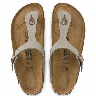 10. Birkenstock Gizeh Birko-Flor Nubuk Stone Regular Herren Flip-Flops Wide Grau (43391)