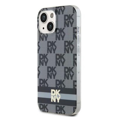 2. DKNY IML Checkered Mono Pattern & Printed Stripes MagSafe Hülle für iPhone 15 Plus / 14 Plus – Schwarz
