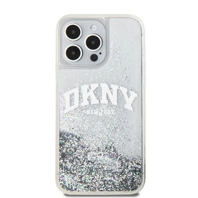 3. DKNY Liquid Glitter Big Logo Hülle für iPhone 15 Pro – Weiß
