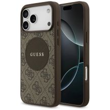 Guess 4G Circle Classic Logo MagSafe Hülle für iPhone 17 Pro Max - Braun