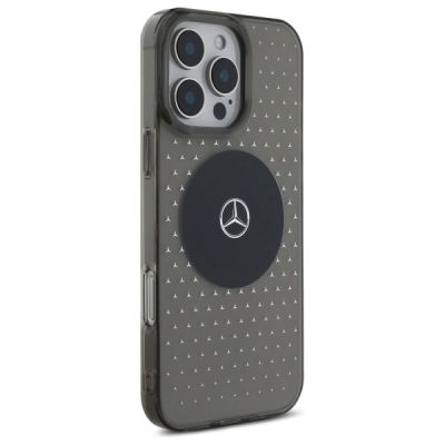 4. Mercedes MB Hülle mit Sternenmuster für iPhone 16 Pro – Schwarz