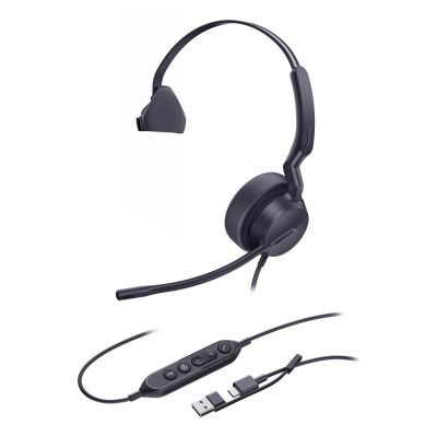 3. Yealink UH42 Mono Teams USB-C/A Headset mit Kabel und Kopfbügel, geeignet für Büro/Callcenter, USB Typ-C / USB Typ-A, Schwarz