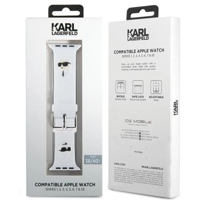 4. Karl Lagerfeld 3D Rubber Karl&Choupette Heads Armband für Apple Watch 38/40/41 mm – Weiß